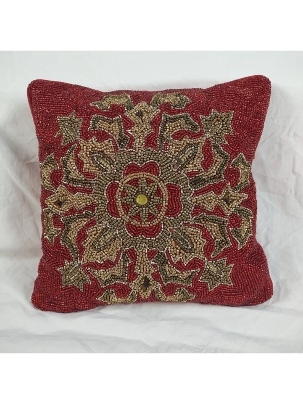 Pier 1 Imports Red Gold Beaded 12